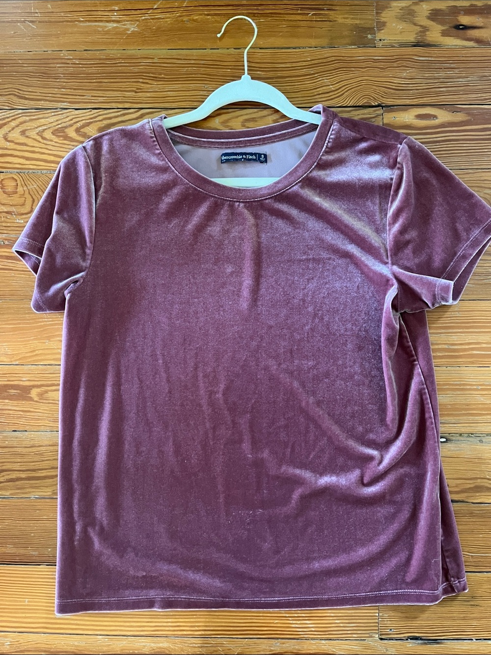 Abercrombie & Fitch Velvet Short Sleeve Tee in Mauve Rose